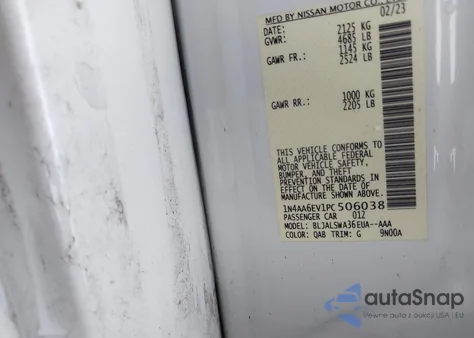 2023 Nissan Maxima Sr Xtronic Cvt из США, поврежденный, VIN 1N4AA6EV1PC506038